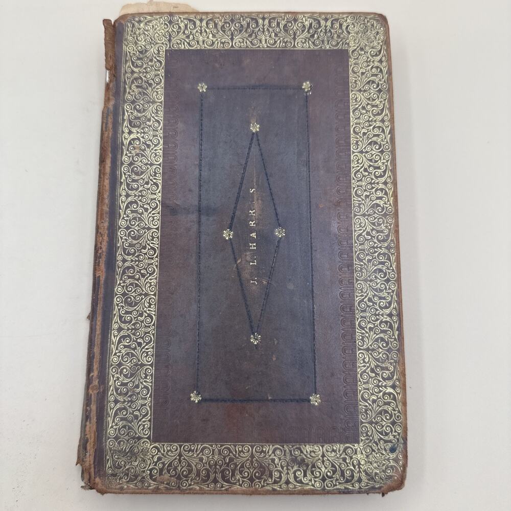Rare J.L. Harrts 19th Gregory Fancy & Blank Book Binder Troy Sheepskin Cursive